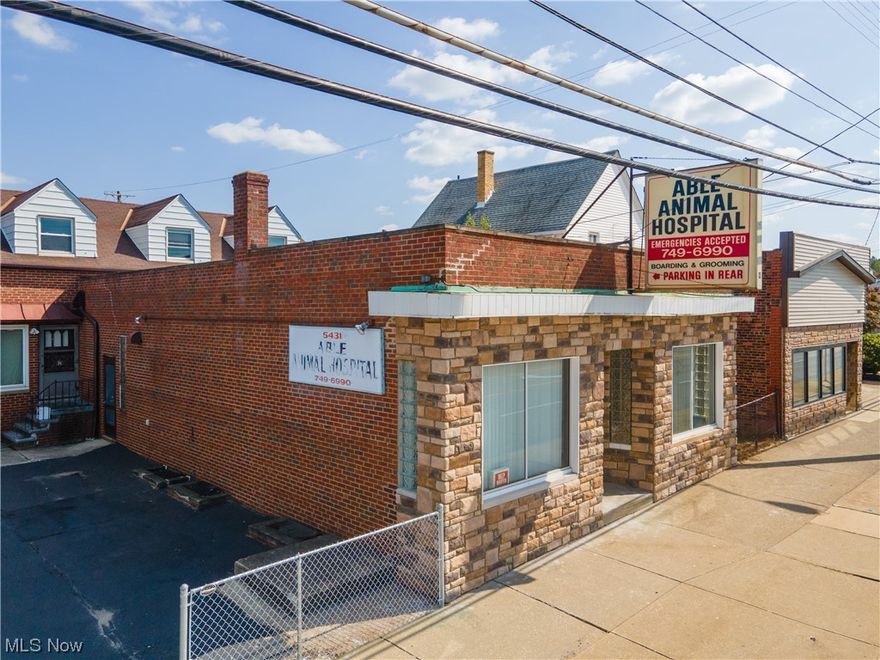Able Animal Hospital and accompanying mixed-use property are for sale. This is a great opportunity acquire a highly profitable and well-established veterinary practice/animal hospital and spacious 3 bedroom, 2 bath attached residence in the heart of Parma. With a long-standing presence in the community, this veterinary practice has earned a stellar reputation for delivering exceptional care, boasting a loyal and diverse patient base. The practice sale includes modern veterinary equipment and technology, and the well-designed facility offers ample space, including a welcoming reception area, examination rooms, a surgical suite, kennels, and administrative office. The sale includes the underlying real estate, enjoying high visibility and convenient accessibility for patients, and a private entrance for the 2 story attached residence. The building is uniquely designed, having a full basement for both the veterinary practice and the residence. There is on-site parking for patients, staff, and the residential occupants. The veterinary practice can be purchased separately for $389,900. Detailed financials and additional information will be provided to qualified buyers after the execution of a confidentiality agreement.