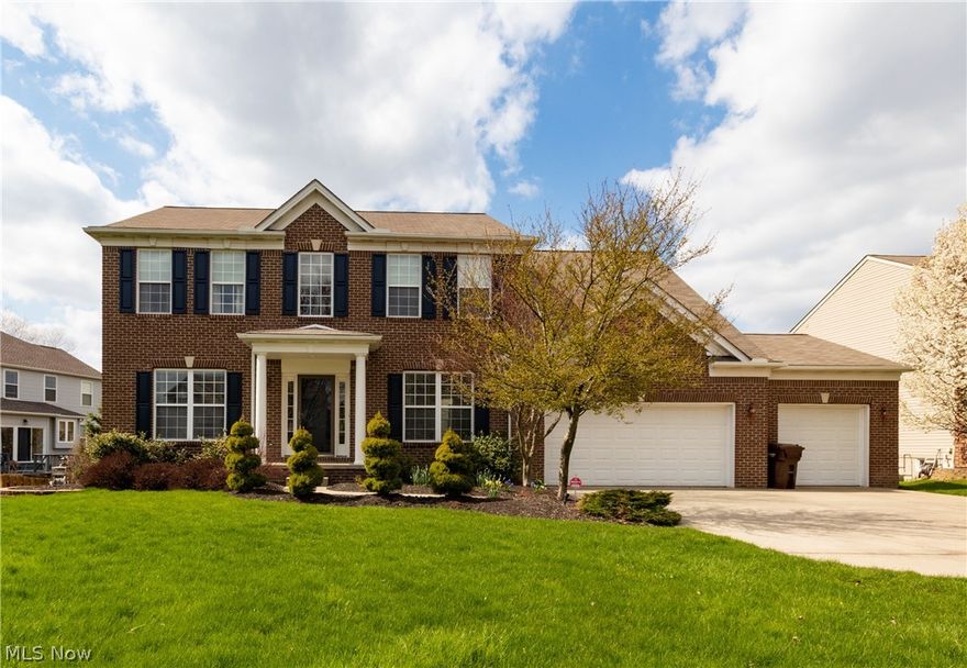 Welcome to this well kept 4 bedroom, 3 1/2 bath Colonial, in the family friendly community of Call’s Farm!  Located close to the park and playground as well as scenic walking paths.  You will enter into an open 2 story foyer and 9 foot ceilings throughout the main floor. The large Eat-In-Kitchen features newly refinished hardwood floors, bayed dinette, island, Breakfast bar, 42" cabinets and pantry closet.  The large Master suite includes vaulted ceilings, a walk-in closet, master bath w/tile floor, garden tub, private commode & double sink vanity. Enjoy the completely finished Walk-out basement - to a covered lower patio!  This space is complete with a full bath and built-in sauna, and a large open space for additional living, rec room, fitness, or entertainment.  The 1st laundry/mud room is connected to the 3 car garage (w/extra storage above, in addition to a storage unit that has built on back). Brick & Vinyl exterior are easy to maintain. Don't forget to check out the large covere