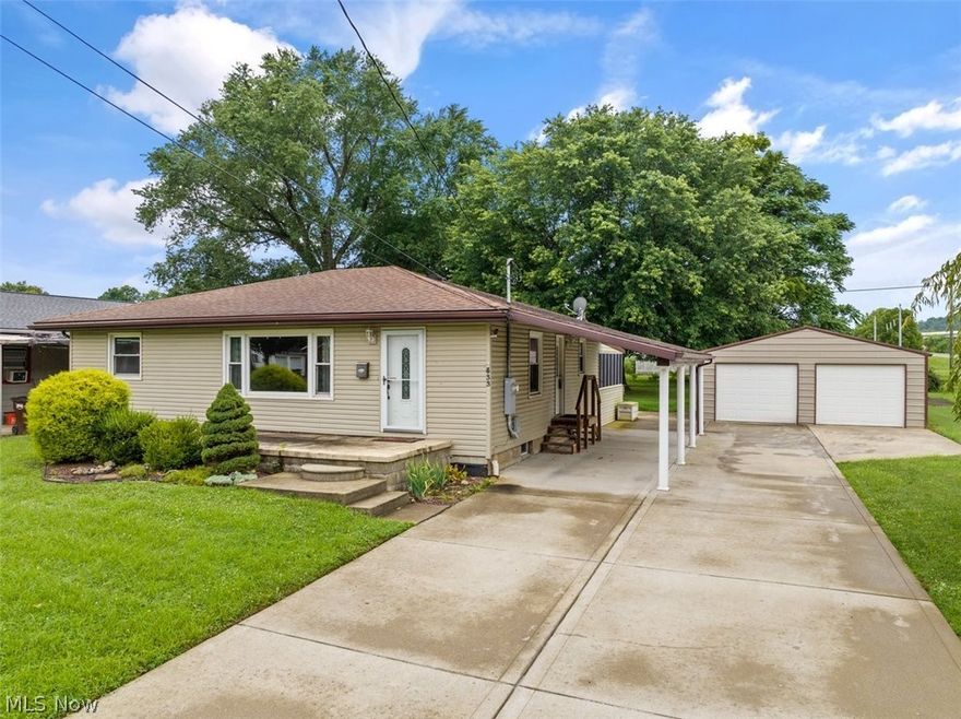 Check out this 3 bedroom, 1 full bath, ranch-style home in Belpre, Ohio.  Situated on a double lot, with a nice level yard, a 12x16 storage building, and a 30x24 two-car detached garage (built in 2017).  Updates since 2013 include roof, gutters & downspouts, vinyl siding & windows, exterior & interior french drains, and the furnace & A/C units.  Additional features include hardwood floors, a full unfinished basement, a large concrete driveway, spacious front patio, 15x12 screened-in back porch, & back patio with hot tub.  Conveniently located, not too far from the Ohio river, and flood insurance is NOT required.