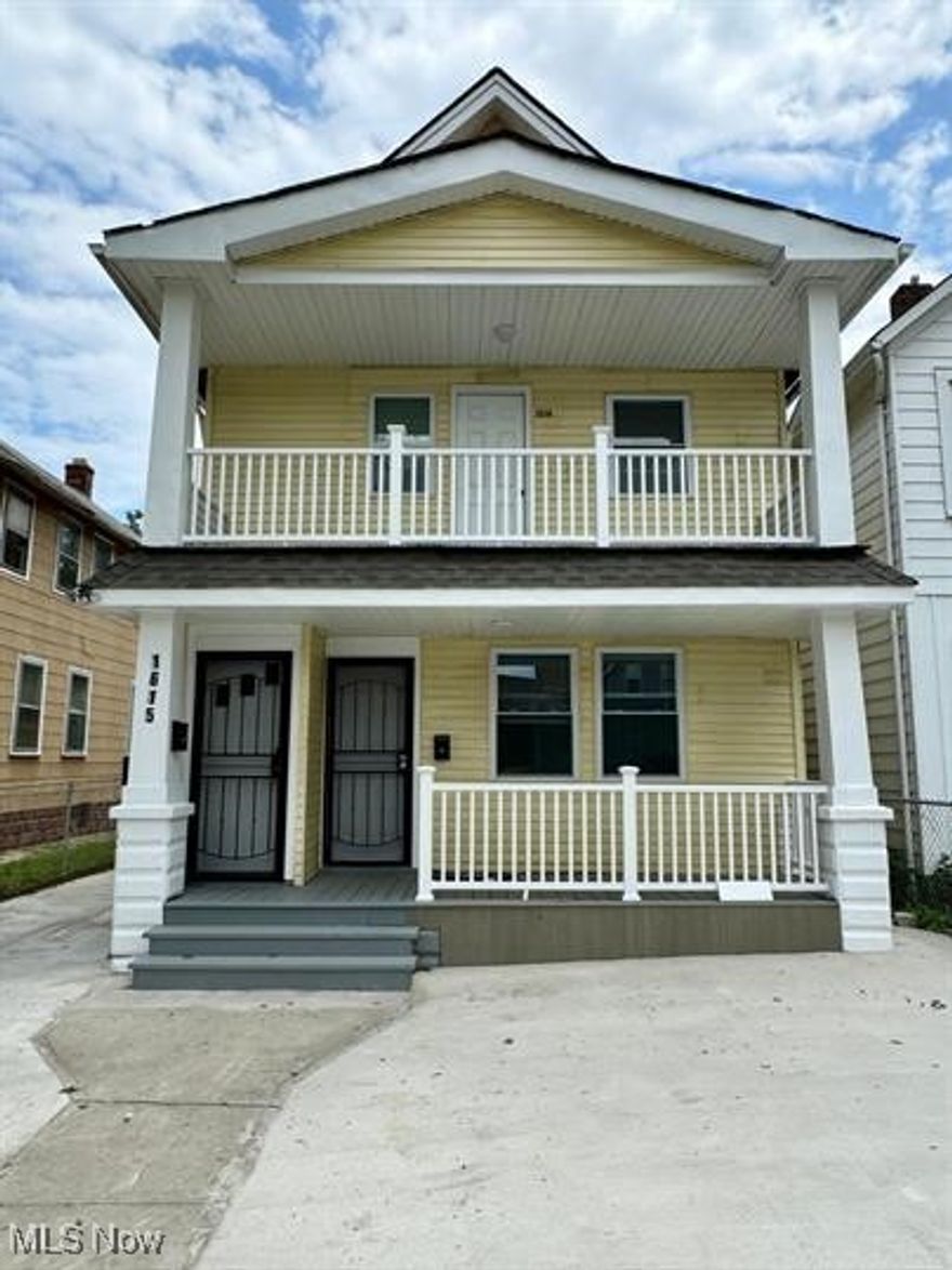 Completely remodeled 3-unit in 44103 has been grossing $3,500/month or $42,000/year!  This property EASILY beats the 1% Rule and 10-Cap benchmark.  Everything is new, from the roof, siding, vinyl windows, and new concrete parking pads and driveway to all of the mechanicals and interior finishes.  There are two 2-bedroom, 1-bath down units, each generating $1K per month.  The entire second floor is a 3-bedroom unit with 2 FULL bathrooms and a covered porch.  The 3-bedroom unit is currently vacant and listed for rent for $1500, which is what the previous tenant paid. All three kitchens have new cabinets with granite counters and newer stainless steel appliances including fridge/freezer, range, dishwasher and microwave.  Each of the three units has Central AC and in unit washers and dryers.  Owners pay all utilities and charge tenants a flat monthly fee.  Total utility fees were generating $310/month when fully occupied.  This will likely increase based on number of occupants who move into Unit 2.  LEAD CERTIFICATE valid through April 2027