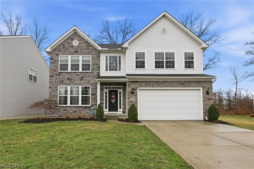 Situated toward the back of the Belden Point community in Avon Lake on the cul-de-sac portion of the street, this 4-bedroom, 2.5-bath home offers over 3,500 square feet of well-designed living space with an open and functional layout. The main level features brand new flooring and a seamless flow from the foyer into the family room and kitchen. Double-height ceilings and a fireplace create a striking focal point in the living room, while the kitchen is designed for both everyday living and entertaining with an oversized island, GE stainless steel appliances, built-in electric double wall oven, gas cooktop, and large pantry. A spacious eat-in area provides flexibility for the formal dining room, and an additional lounge space just off the dining area offers another inviting place to relax or gather. A private office off the foyer adds ideal separation for working from home. Upstairs, all four bedrooms are generously sized with excellent natural light. The expansive owner’s suite features a newly renovated luxury bath complete with a soaking tub, glass-enclosed shower, double sinks, and a nicely sized walk-in closet. A full hall bath and convenient second-floor laundry complete the upper level. The finished lower level adds additional living space perfect for a recreation room, media area, or gym, and a deck off the back of the home extends the living space outdoors. Additional updates include a new furnace. Located just minutes from the lake, I-90, shopping, and dining, this home offers space, updates, and a desirable location within Avon Lake.