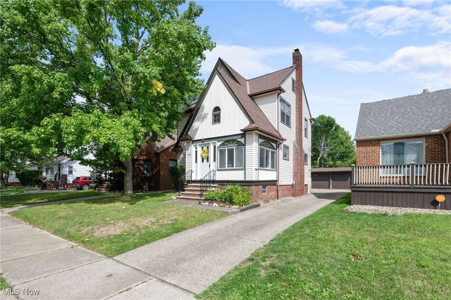 Welcome home to this charming Colonial that offers a classic design. The new front steps (2019) and new front door (2023) will invite you into the sweetest sun porch for you to sit and read or relax. You will then enter into the living room with carpeting and hardwood floors underneath. There are Pella windows throughout and a stunning fireplace with a large mantel. The large dining room has 2 corner built-in cabinets and real hardwood floors. The dining room takes you to the kitchen which boasts maple cabinets, updated LVT flooring, and a convenient breakfast room with additional cabinetry for more storage. Upstairs you will find a second rear porch perfect to drink your morning coffee and relax. The master bedroom is a standout feature of an extra large walk-in closet. There are 2 other nice sized bedrooms on the second floor. with a full bathroom renovated in 2020 which includes new LVT flooring. All of the bedrooms have real hardwood floors. There is a large 3rd floor attic with ample storage. The basement offers additional living space with a finished area that has flooring with padding under it once used for dancing practice. The basement also hosts glass block windows and a full bathroom renovated in 2023. The home had USA Insulation blown into all of the exterior walls of the home in 2012. The rear of the home has a nice size deck with a gazebo cover, a 2 car garage and a storage shed. This home is ready for its new family to make it your own. Don't miss the opportunity to live in a beautiful home with all of its charming features. Conveniently located to all of Parmas great restaurants, stores and easy access to the highway to take you downtown in minutes.