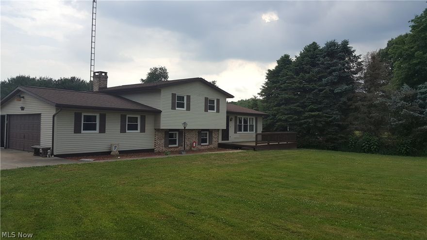 Subject to seller finding suitable housing. Great 1.24 acres southside location. Tri-level home with 3 bedrooms, 1.5 baths, large family room with stone, wood fireplace. 6 car garage, storage building, newer windows, spouting, concrete on garage, newer furnace, AC, hot water tank, chain link fence & carpeting. Lots of room & privacy. Room sizes are approximate.