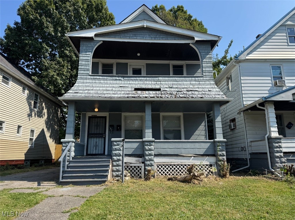 This Up & Down duplex features full unfished attic, two spacious units, each offering two bedrooms and one bathroom with private entrances. Each unit includes a comfortable living room, an eat-in kitchen, a dining area, and a full bath. The property also offers driveway parking and a large backyard, perfect for outdoor activities or relaxing. This is an excellent opportunity for both investors and homeowners seeking versatility and comfort. Both units feature separate utilities. Additional highlights a sound roof, and newer vinyl windows. The property is conveniently located within walking distance of Shaker Square, public transportation, restaurants, and shopping.