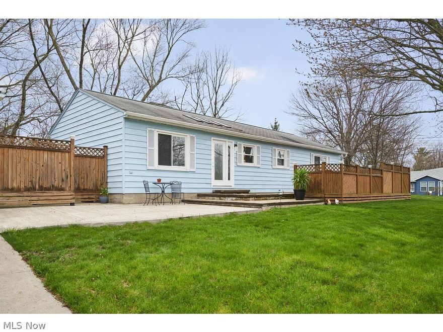 Nothing is what it seems! Completely and tastefully renovated 3BR 1.5BA contemporary Ranch on a corner lot that leaves you in awe from the moment you walk in! Witness the care, love, and craftsmanship the 20+ year owners have invested. Open concept floor plan with spacious eat-in kitchen featuring large breakfast bar/island, stainless steel gas range/oven and microwave, silestone countertops, dining area, rear door to private concrete patio, pendant & recessed lighting, living room (currently used as a dining room) with vaulted ceiling and skylights providing tons of natural light all day long, 3 well-appointed bedrooms, updated guest half bath, full bath with double sink, easily accessed laundry room, 2 car garage with extra storage, huge front deck with privacy fence and too many updates to list! Conveniently located about a mile from Graham Rd Plaza shopping and dining, Stow H.S., and the Bike and Hike Trail, a 5-minute drive to Rt. 8, and a 10-minute drive to Kent State. Call to sc