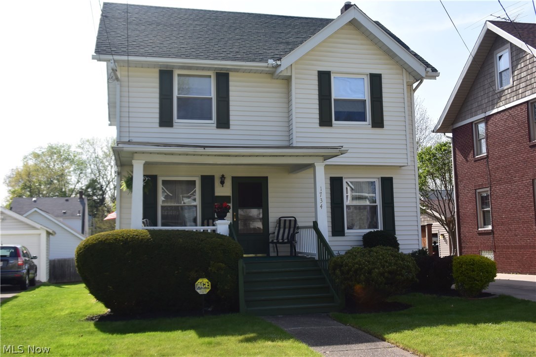 Charm & Beauty! Immaculate 3 story colonial! Taken care with love and pride! Beautiful woodwork throughout! 4 bedrooms, 1.5 baths (1/2 bath on 1st level), eat in kitchen, formal dining room, enclosed porch, 2+ car (10 years old) garage and shed! Loads of updates! Updated 42 inch oak cabinets, flooring and new stove! Furnace and a/c approximately 9 years old. Hot water tank 2010, 1/2 bath updated, windows, glass block windows in basement, vinyl siding and roof 2004. Freshly painted interior. Many new light fixtures! Enjoy the summer nights on your front porch. All dates are approximate.
