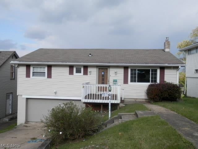 3 bedroom ranch style home. Hardwood floors in kitchen, finished basement with family room with an additional bathroom. Attached garage, deck.