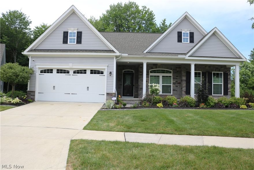 Absolutely GORGEOUS ranch home located in the beautiful/highly sought after Forrest Ridge development right in the heart of Aurora!  This practically brand new house (built 2019) offers the finest in one floor living along with a beautifully landscaped private lot with no neighbors behind you.  Just inside the front door you come into a beautiful foyer area where you walk into a large living room complete with gas fireplace and coffered ceiling.  With the open floor plan, you can see most of the first floor from the living room, including the beautifully, elegantly designed kitchen that includes granite counter tops, under cabinet lighting, plenty of storage, and a large island.  Off the back side of the kitchen you will also find plenty of space for a dining area that over looks the private back yard featuring mature trees and a Nature preserve. The other side of the house offers 3 good size bedrooms with plenty of closet space..including the master bedroom that has french doors that lead to the screened in rear deck area, a full bath with his and hers sinks, jetted tub, full shower, and walk in closet with laminate flooring.  If that wasnt enough for you, the outside of the home offers a large, covered concrete front porch, beautiful landscaping, Large screened in porch in the back with composite decking, composite rear deck (12x25) over looking the private back yard, separate (8x13) composite sitting area with counter for stool seating, and also a paver patio area on the lower level from the deck. This beauty is already practically brand new, but a few updates inlude a custom kitchen pantry, new lighting, new concrete walkway out front, new glass shower doors, electronic blinds in master bathroom, and all composite decking. What more could you really ask for!?, schedule your showing  while it is still avalable!