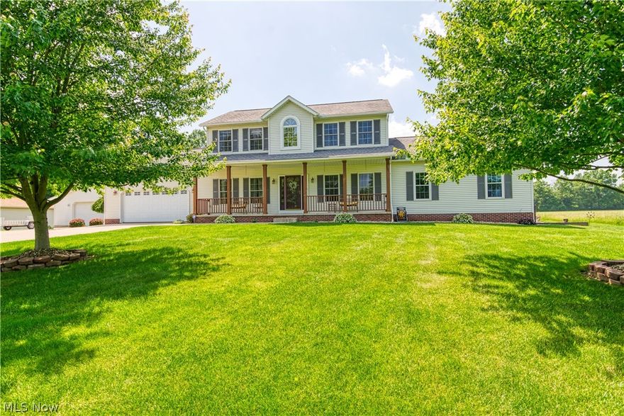 A long winding concrete drive welcomes you home to this meticulously cared for 4 bdrm, 3.5 bath home perched perfectly on just over 3 acres.  Entertaining is made easy with the large well equipped kitchen open to the family room with patio doors spilling out onto the  deck and pool. Formal dining with tray ceiling, two story foyer and the first floor laundry are also located on the main floor. Just off the foyer you'll find access to the beautiful Additional Living Suite on main floor with so many possibilities; owner's first floor retreat, in-law suite, nanny, college student that won't leave home, theater rm, home office or more. Additional suite has full kitchen, laundry, bdrm, bath, and living rm.  Access to additional suite is both private to exterior or access within the home. Second owner's retreat is located upstairs with vaulted ceilings in bedroom and bath. Sunlit skylight welcomes nature in with owner's bath offering double vanity and separate tub and shower. Large walk-in closet is sure to fit all of your personal belongings. Zoned Heating, reverse osmosis, walkout basement, fenced in rear yard, Oversized outbuilding for all your toys and extra cars. So much to offer here and such a visible pride of ownership in this one!