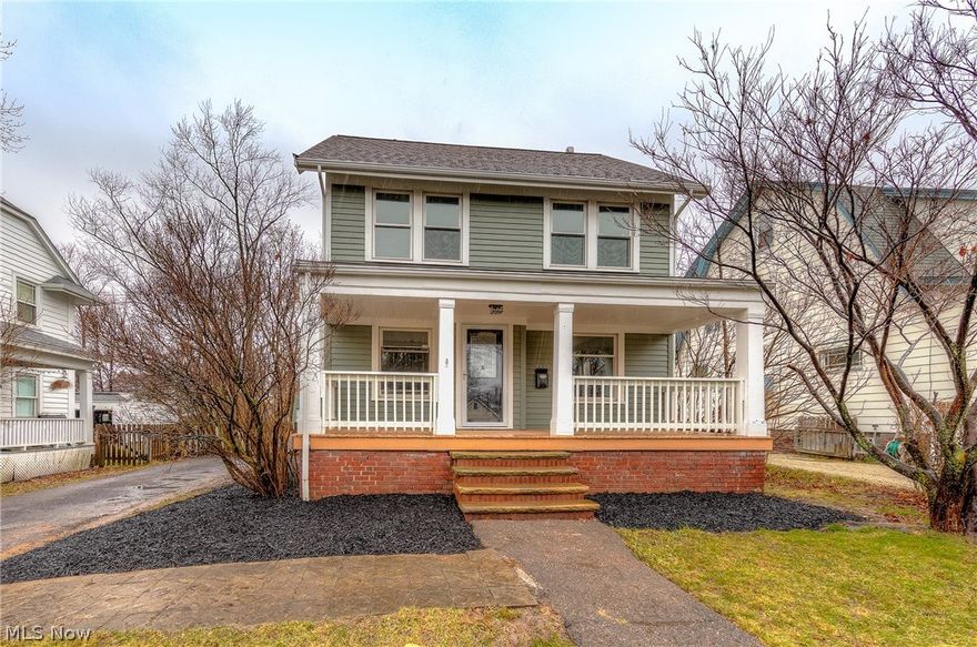 Stunning remodel in this character-filled Cleveland Heights front porch colonial, a short walk to the public library, shops and restaurants and a short drive to University Circle and the Cleveland Clinic!  Enjoy the classic features with marble foyer floor and refinished hardwood floors throughout the first level including the gourmet kitchen with new stainless steel appliances, quartz tops, cabinetry, back splash, walk-in pantry and eating nook with door to large rear deck!   Entertain dinner parties in your spacious formal dining room with wall of built-ins and cozy up to the fireplace on cold winter nights in the living room.  Newly installed half bath also on first level.  The second floor boasts three sizable bedrooms and remodeled full bath with subway tiled bath/shower and a fabulous balcony overlooking the fully fenced back yard!  Fourth bedroom suite on third floor with tons of closet and storage space.  Finished recreation room and laundry in lower level.  Many other improvem