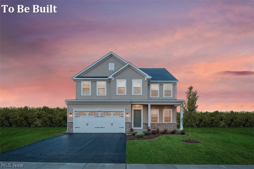 Large Home with everything you need in a CUL-DE-SAC!  Large Modern 10’ Kitchen Island with overhang for stools, looking into the Spacious Family Room & Dinette.  White Cabinetry, Stunning Indigo Dust LVP Flooring, & Stainless Steel Appliances in the Kitchen.  1st floor Library/Study AND Office – both with flexible uses.  4 Bedrooms, 2 Full Bathrooms & 2nd Floor Laundry Room with Tiled Floors.  Owner’s Suite has a Tiled Roman Shower with 2 shower heads & a seat, PLUS an oversized 15’ Walk-in Closet.  Large Front Porch & More!  Community has a rural feeling with stunning sunsets and a playground, while still being close to I-76, Downtown Akron, and Downtown Kent, and TONS of AMENTITIES!  Warranties included.  BuiltSmart energy efficiency will save you Thousands on utility bills.  To be built.