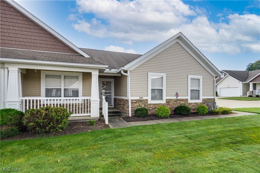 This 2006 built condo in Brittany Commons is placed perfectly on a corner lot and comes move-in ready! If you are seeking out first floor, easy living then it doesn't get much better than this. The vaulted family room is very spacious and offers multiple options for your furniture placement. The second bedroom is placed at the front of the house with convenient access to the full/guest bathroom. The owner's suite is at the rear of the home and also has vaulted ceilings giving the feel of a much larger space. The owner's full bath has tile flooring, a walk-in shower, and a walk-in closet. On the opposite side of the home you will find the kitchen with ample counter space, all appliances to remain, and it opens to the family room. The dinette leads into the sun room with double doors and access to the backyard area. Enjoy either the covered front porch or the private extended size patio in the back for relaxing. The home also features a side load, 2 car attached garage that has a handica