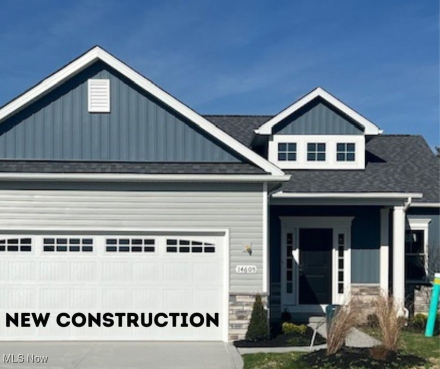 Gorgeous Brand New Ranch Basement Cluster Home ready this December! This beauty has 3 bedrooms (1st floor master), and 2 full baths. Recently named "Best Cluster Home Community Development" at the 2024 HBA Cleveland Choice Awards, you'll certainly appreciate this lovely home. A covered front entry, 10' ceilings in the kitchen, great room and dinette, beautiful wainscoting in main hall with night lights! Luxury Vinyl flooring is upgraded in every room except carpeted bedrooms. Kitchen has extra height white shaker cabinets with soft close hinges on doors and drawers. Quartz tops, upgraded appliances including gas and electric range hook-up, electric range w under-cabinet microwave and dishwasher. LVP flooring in kitchen, dinette, hallway, pantry, foyer, laundry and LVT flooring in both baths! Owners bath features a 5' shower with corner seat.  Fully landscaped lot after driveway and front walk are poured. Full, unfinished basement plumbed for a bath.  "The Reserve" is the Cluster Home section of Pine Lakes, featuring Low maintenance living (lawn maintenance & snow removal) for only $120/month in addition to all of the amenities of Pine Lakes club house, walking trail, tennis courts, etc. for $225/year.