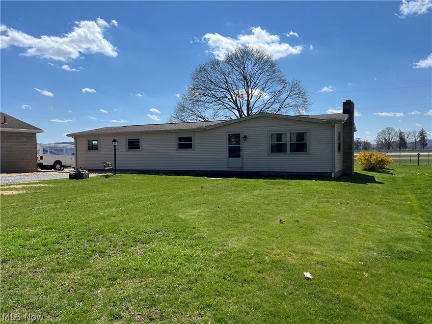 Convenient 1 story living!  Spacious 3 bedroom, 3 bath vinyl sided home.  Large entry foyer opens to the living room.  Kitchen includes range and refrigerator.  Main floor laundry.  Walk in closet in the master bedroom with full bath.  Full, 12 course basement features a stone fireplace.  Vinyl thermo replacement windows throughout.  200 amp electric with whole house generator included.  New vinyl siding and asphalt roof in 2015+/-.  New gravel driveway installed in 2024.  The current owner's utilities averaged $60 for electric, $60 for gas and $80 for water, sewer and trash monthly.  The taxes reflect the seller receiving a homestead credit of $352.66 annually.