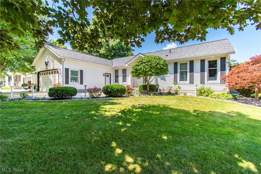 Sparkling Ranch: Convenience & Comfort Await!
This stunning ranch offers everything you need for easy living.  Featuring 3 or 4 bedrooms, 2 full baths and a convenient first floor laundry room with washer/dryer included.  The kitchen boasts granite countertops and sleek, black stainless appliances ideal for whipping up culinary delights.  The enclosed porch provides a charming seasonal sunroom while the newer composite deck with canopy extends your living space.  The full basement is home to the 4th bedroom or home office.  Lush landscaping adds curb appeal, while the new shed with work bench offers storage solutions.  Enjoy the beauty of the Nature Stone front patio and the two-car finished garage.  Many update to this home in the past five years.   Don't miss out on the opportunity to live in a desirable location with all the comforts you deserve!