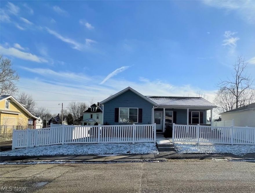 Three bedroom ranch home built in 2012 and located on a corner lot. This home has 1,064 sf of space. The interior has been painted with neutral tones. Kitchen range and refrigerator stay. There are ceiling fans throughout the home. Basement windows are glass block and the basement is insulated. High energy efficient furnace and pex plumbing. Central air. Front and backyard are fenced in with maintenance-free vinyl fencing. There is a backyard storage shed. Relax and unwind on the covered front porch.