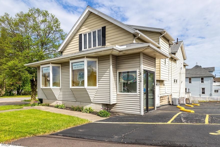 High traffic location for your retail business or offices. This property features almost 1600 SqFt of retail\office space on the first floor plus a large enclosed porch. The second floor has a very nice 1400 SqFt apartment with two bedrooms and two full baths. This building has a two car attached garage, full basement and it's own private parking lot. Property has been well cared for with most mechanical systems up to date. Lots of potential uses.     Easy access to Highways! Call for your tour today.