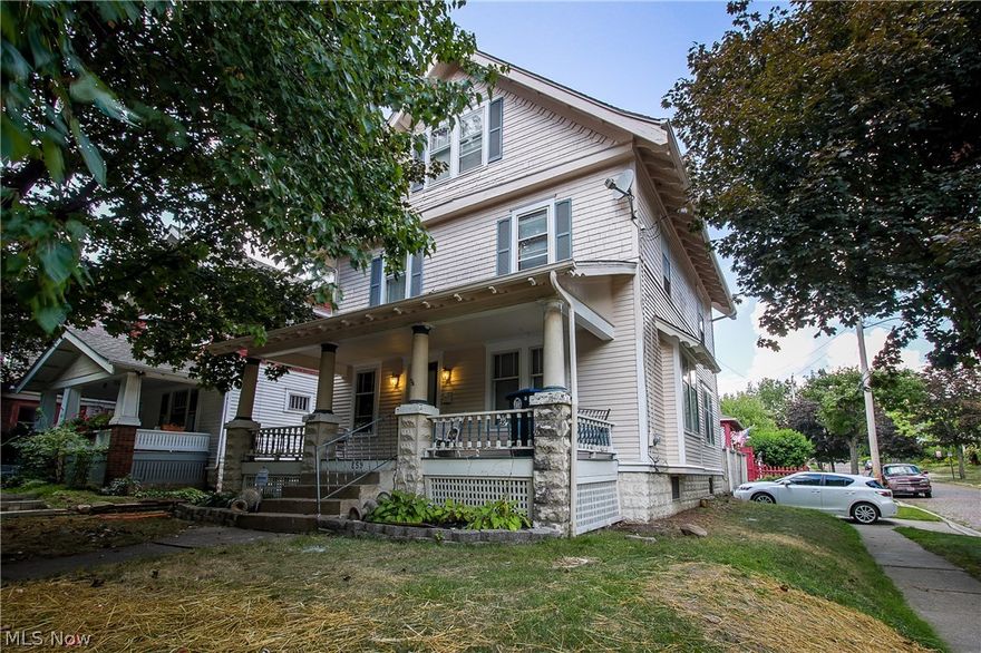 Spacious century home with tons of character!  A wonderful front porch greets you and leads you into the living room with hardwood floor and faux fireplace.  The original woodwork flows right into the dining room with pocket doors and decorative molding.  The kitchen gets lots of natural light and includes a built-in dinette.  Head upstairs where you'll find a master bedroom with walk-in closet and direct access to the bath, plus two more generously sized bedrooms.  The full bathroom is huge and  was recently updated with new vanity, tub with tile surround, toilet, and flooring.  The attic has been finished to add even more living space, perfect for an office or playroom!  A full unfinished basement includes the laundry room plus lots of storage space.  Outside, there's a deck that overlooks the fenced back yard.  Updates include roof 2009, bathroom remodel 2016-approximate dates.  Conveniently located and move in ready with keys at closing!