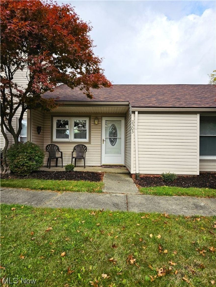 Comfy, vinyl sided ranch condo, selling furnished optional. Lots of storage. Two-bedroom/1 full bath with in-unit laundry. The family room is opened up by the vaulted beamed ceiling. Thermopane windows, electric heat and AC, plus a 1 car detached a garage just a few feet away, via the covered patio, so you can stay dry to and from the garage. New GFCI's and electric panel box in 2020. Dryer 2023. Great convenient location, close to amenities.
