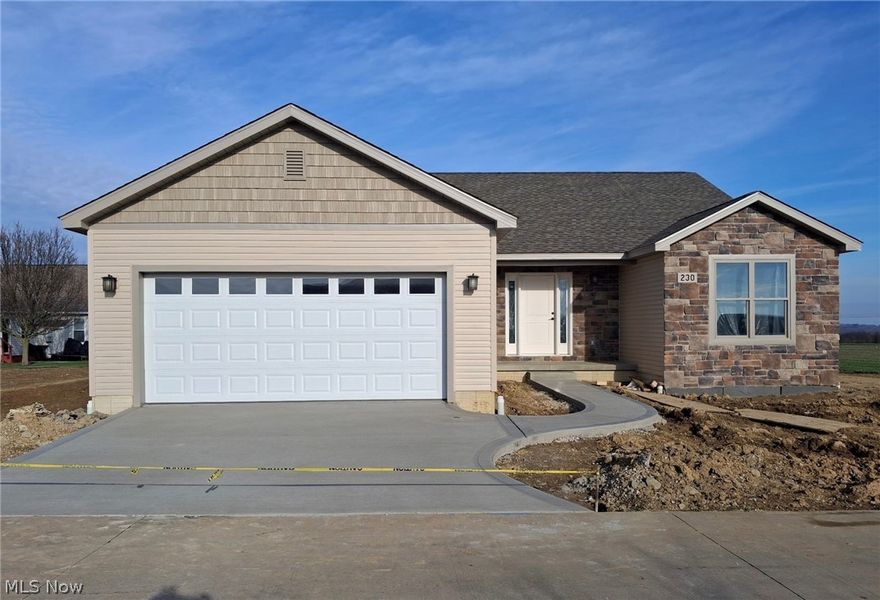 NEW CONSTRUCTION You'll be amazed viewing this BEAUTIFUL 2 bedroom 2 bath RANCH home. The quiet serenity this area offers is unmatched !! Enter to find a spacious foyer that opens to the large living space with tons of natural light. This home has been designed with an office that could be a 3rd bedroom if desired. Also included is an open VERY well designed kitchen , The primary suite features a walk-in shower and soaking tub. There's a first floor laundry room, ample storage space, 2 car garage and full basement, you can't ask for more ! This home is under construction right NOW and has been designed for years of comfortable and economical living with 2x6 outer walls with R19 insulation, R42 in the ceiling !! high grade Pella windows, siding, roof sheeting and subfloor material as well as all the finishes and fixtures. Utilities are supplied by Wadsworth Electric, Rittman PUBLIC WATER and SEWER !! Rittman mailing address & trash pick up. Schedule your private showing TODAY !