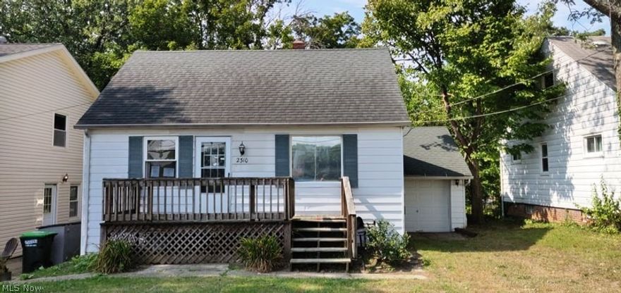 Charming bungalow in desired Wickliffe location! Large deck in front and rear of home. Bright living room opens to a eating area and mud room.  Kitchen has ample counter space and cabinets. Bedroom one and bathroom finish the first level. Two bedrooms upstairs.  The lower level has a walkout door to rear of home.  Located across from Wickliffe High School.