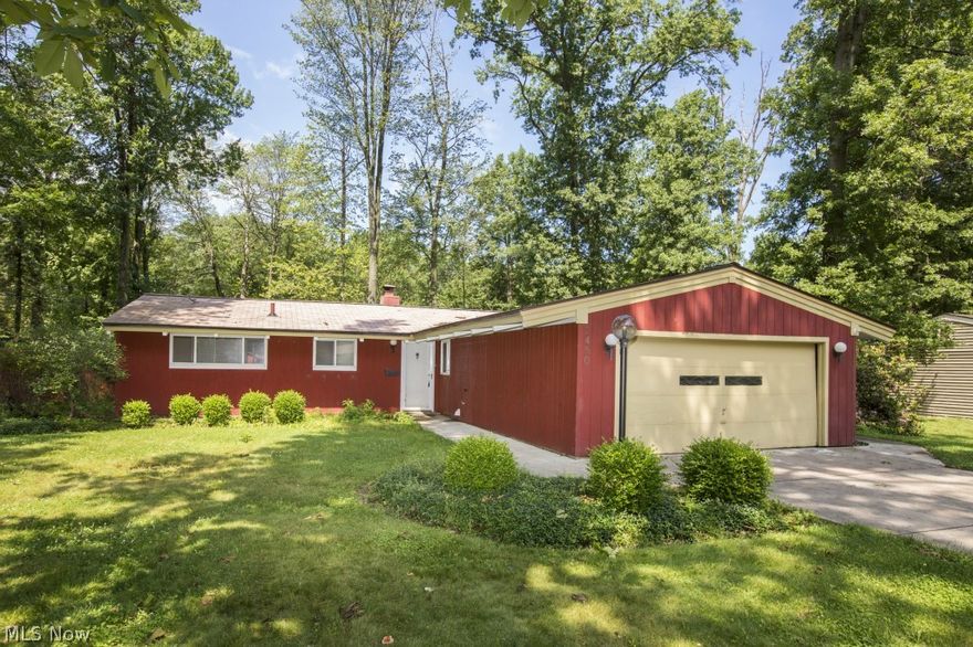 Prepare to be Moved!...into this comfortable California ranch on a private, wooded lot.  Easy, all-one-level living, well maintained and with many updates!  The great room with vaulted ceiling and rustic beams offers two walls of windows overlooking the expansive back yard.  A cozy woodburning fireplace, built-in cabinets, shelves and designated dining space make this a versatile family gathering place.  Enjoy a newly updated eat-in kitchen with rich cabinetry and countertops, easy-care floor, all appliances and convenient utility closet.  Down the hall you’ll find three bedrooms and newer updated full bath.  The spacious back yard offers mature wooded landscaping, wooden privacy fence, patio and storage shed.  All new paint and carpet, all soft, neutral colors, perfect for any decor.   Newer roof, furnace, A/C and driveway.  Move-in ready…..so you’ll be ready to enjoy this easy-living Westlake charmer!