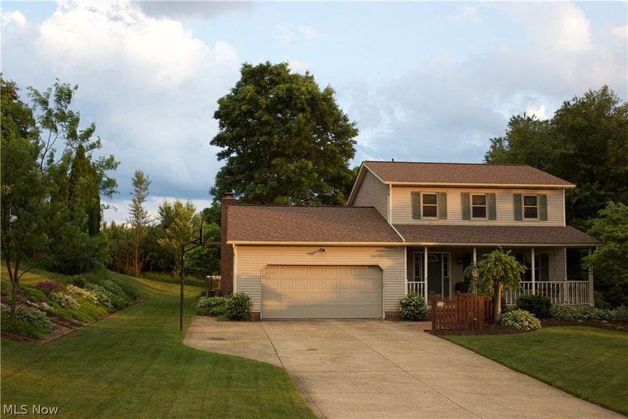 A wonderful home in q quiet suburb of Green is a great value. You can relax on the front porch with an early cup of coffee and this one owner has 3 bedrooms, 2.5 baths formal dining room , living room, Kitchen has Oak Cabinets, Hardwood flooring in kitchen and dinette ,Corian counter top, a convenient first floor laundry area,  family room with a brick wood burning fireplace, French doors to large deck and pool for just relaxing and family fun. A spacious back yard with patio and hot tub area. The lower level has a newer full bath and a walk-out feature in that level to the patio and back yard and you can finish that level with your own ideas. Roof replaced with 50 year shingles Spring 2016 , 6  new windows in the bedrooms, 2 car garage, cement drive .