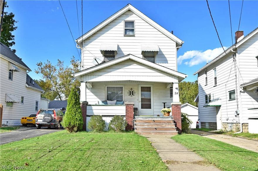 Prepare to be delighted by this heartwarming two story Niles home, featuring tons of updates throughout while still showcasing the beautiful historic craftsmanship! This cozy residence is an immediate draw with its lovely covered front porch that offers up a perfect place to relax on these warm fall days. Step inside to be met with dark hardwood flooring paired with bold, refinished wooden trim work as the foyer opens to reveal the spacious living room. Tall doorways lead into the nearby formal dining area where custom built-in cabinetry graces the expansive, bay styled window. A full first-floor bath awaits in the corner. Opposite, the massive combined kitchen spans the far side of the home with handsome, dark stained cabinetry and contrasting tiled flooring. The kitchen itself wraps around as it highlights its piano black appliances. Up the wooden staircase, a trio of inviting bedrooms line the hallway, joined by a fantastic, oversized second full bath. The spacious master bedroom of