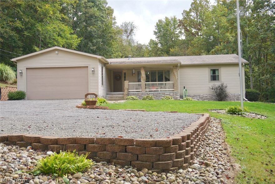 Beautiful Ranch home with 37+ acres features a split floor plan with large Master Bedroom and Full Bath on one side and 2 Bedrooms with Full Bath complementing the other side. Free gas to this home plus one additional dwelling. ALL MINERAL RIGHTS INCLUDED. An 18' x 18' covered deck dons a magnificent entertainment area with a cathedral ceiling, Trex flooring, Hot Tub, Swiss Valley vinyl railing, and an Amish made snap-on enclosure. In addition, the 14' x 16' open deck gives way to an amazing above ground pool with a tranquil view of the surrounding wooded area and wildlife. First floor laundry, all appliances stay, six-panel solid oak interior doors, 10' bay window in living room, finished Family/Rec Room in the lower level with insulated floors, knotty pine walls, wet bar, 1/2 bath, 2 sump pumps, custom handmade pool table, 13 course block basement walls, generous storage room, water softener, and a gas hot water tank.  A whole house Generac natural gas generator system with a propane gas compatible system installed in October 2013 runs the entire home. New gas furnace and 2 1/2 ton heat pump in September 2017. New roof, siding and pillars added approximately 10 years ago. New windows throughout the home in 2015, NEW overhead garage door will be installed in September 2017, heated 2 car attached garage and heated 16' x 24' detached garage, free gas heat both, dry walled and suspended ceiling with electric.