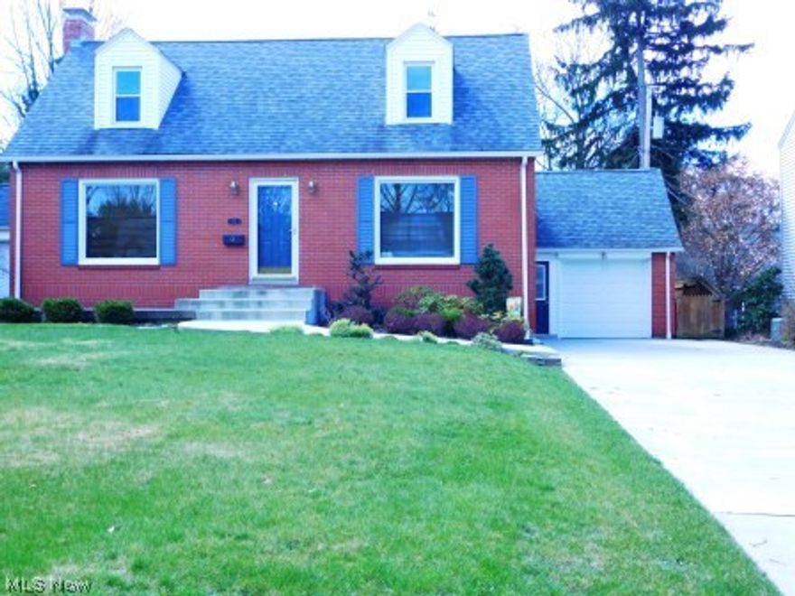 Outstanding brick cape cod home with 3 bedrooms, 1.5 bath.  Hardwood floors throughout. Offers living room with gas fireplace, formal dining room, kitchen (appliances stay), First floor Master Bedroom with half bath.  Two oversize bedrooms on 2nd floor. Full basement with finished family room with gas fireplace and other finished room for office/bedroom.  Park like backyard offers brick walkways, screened in patio, privacy fence, and shed.  This home is larger than it looks.