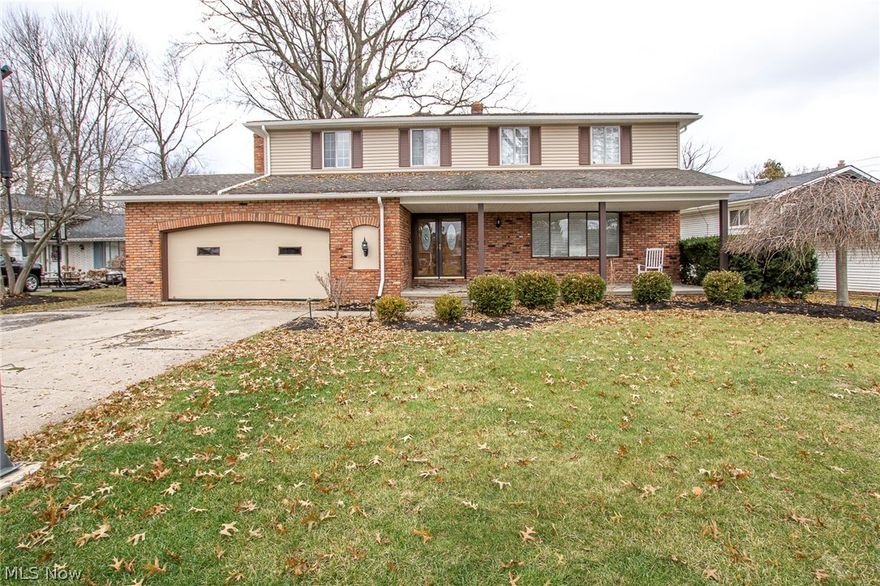 Looking for space? This large Colonial in North Olmsted has 2,310 square feet of above ground living space. It offers a very open floor plan with 4 bedrooms and 2.5 baths. At the center of this home is the remodeled eat-in kitchen with newer cabinets, counter tops, ceramic tile backsplash, a breakfast bar and it comes with all the appliances. There is a sliding glass door that leads to the newer stamped concrete patio with built-in firepit (installed in 2016) in the fenced in back yard. Behind the kitchen there is a formal dining room with newer laminate flooring that leads to the large formal living room with bay window. On the other side of the kitchen there is the family room with a wood-burning fireplace. Upstairs, there are 4 nice sized bedrooms all with newer carpeting & 2 full bathrooms. The spacious master bedroom has a full bath and walk-in closet. A special feature of the master bedroom is access to a large porch for your own relaxing outdoor living space. In addition, this h
