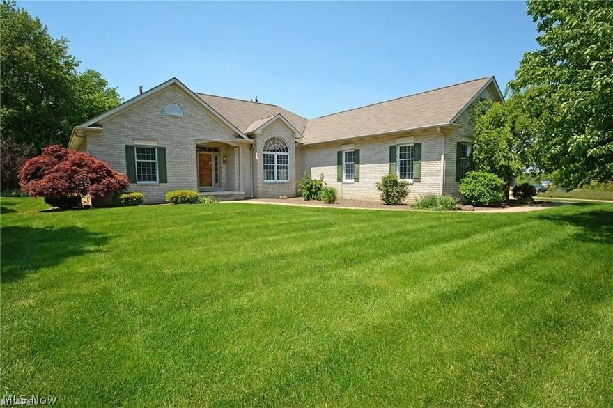 Enjoy this first floor ranch living with an open floor plan located in Jackson Township. This former Parade of  Home has a large foyer and you will see an open dining room and a large open great room with gas fireplace. Home includes beautiful cherry cabinets with appliance kitchen and eat-in-bar. There is a large dinette and sun-room area also. Home has a split master bedroom floor plan. The right side of home has a large master suite with master bathroom with double vanities and large walk in shower. The other side of the home has 2 large bedrooms with nice size closets. The home also includes a great 1st floor office. Home has amenities such as 1st floor laundry, 3 car heated garage, sprinkler system. There is a full basement with partially finished basement.  Located minutes from shopping, schools, parks.  Home is beautiful.