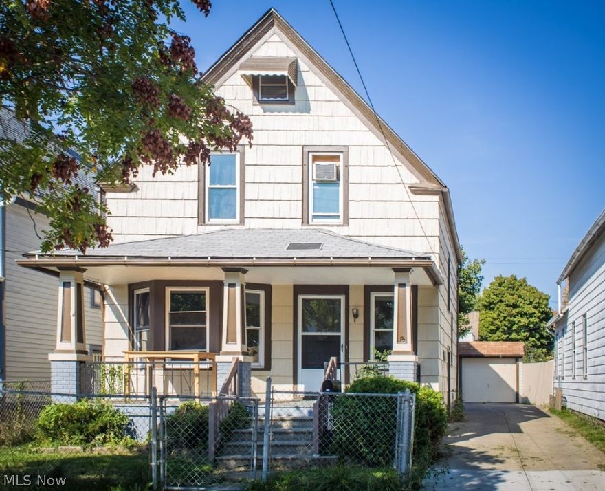 This home features a formal dining room, large eat in kitchen, living room with bay window, magnificent original staircase and amazing original Victorian front door. Upstairs you'll find 3 bedrooms and a full bath. Updates include - custom deck off back, newer floors in kitchen, updated bathroom and freshly painted exterior.  Full basement includes half bath and plenty of room for storage. 2 car garage. This is an investor's dream! Roof 2012. Hot water tank 2014. Furnace 1940s. Home Being sold AS-IS