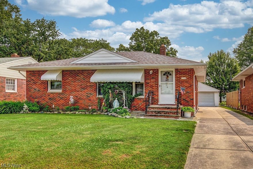 Lovingly cared for Brick Ranch featuring 3 bedrooms and 1 & a half baths! Long term owner for 25 years ready to begin their next chapter. You'll love the gleaming hardwood floors throughout the entire first floor! The main bathroom has been nicely updated and the bathtub was removed and replaced with a very spacious walk in shower.  The roof is 9 years old, 5 new windows and front door approx. 5 yrs. old, the furnace is 3 years old & HWT is 6 yrs. old.  Step down into the basement and see half of it is finished. Large enough to entertain family and friends or host holiday gatherings too!  The other half houses an updated electrical panel and plenty of storage throughout, not to mention the half bath too! The amazing backyard looks like a park-like setting with some fruit trees, a place to plant a garden & room to roam. You'll love the 2 car garage with newer garage door and key pad! Make this home yours with your special touch.