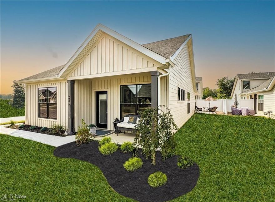 Builder's Model for Sale. Welcome to the Cottages at Plum Brook. The Erie floor plan is a single detached ranch home with 2 bedrooms, 2 baths, sunroom with built-in desk, spacious island kitchen great for entertaining, front and back covered porch, patio with privacy fence. Open floor plan with lots of light. White soft close cabinets & drawers, leathered granite, fireplace with built-in cabinet, luxury vinyl plank flooring, pendant lights, stainless steel appliances included. Remember the days when people had summer cottages by Lake Erie; we've brought those days back! Enjoy a maintenance-free lifestyle with exterior repairs, landscaping, and snow removal taken care of. Minutes to freeways, shopping, medical facilities, dining, entertainment, marinas. Ride your golf cart across the street to Plum Brook Country Club, walk to Osborn Metro Park with a dog park and walking trails. Clubhouse, Pool, Fitness Center to be built. Model Open SATURDAY 1-3 PM & SUNDAY 1-3 PM., anytime by appointment.