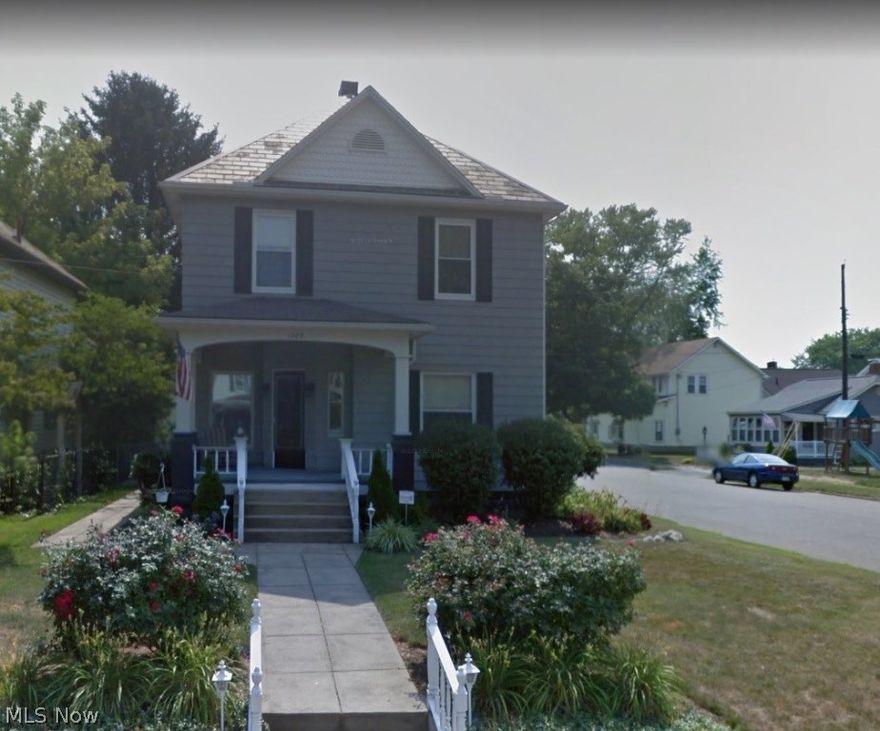 Great location on a corner lot. This charming 2 story home has 3 bedrooms, 1 bath. 2 car detached garage.