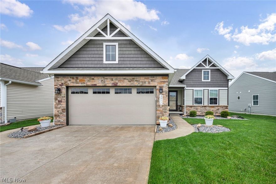 Nestled in one of Perry Village's most sought-after communities, this stunning 3 bedroom, 2 full bath ranch delivers the kind of single-level luxury that buyers dream about with refined finishes and a layout that flows seemlessly. Step inside and immediately appreciate the open, flowing floorplan, a hallmark of modern ranch living. The versatile flex room up front offers the perfect space for a bedroom, home office, or a formal dining area. From there, the layout opens into a sun-drenched great room that flows effortlessly into the kitchen and dining area. A sprawling quartz-topped center island anchors the space, offering a natural gathering point for family and guests alike. Gorgeous grey glazed cabinetry brings warmth and sophistication to every detail, creating a kitchen that is as beautiful as it is functional. Retreat to the primary suite where you will find an oversized walk-in shower with a built-in seat and stunning ceramic surround, complemented by a double-bowl vanity and a generous walk-in closet. Outside, the professionally designed paver patio extends your living space into the backyard making this an ideal setting for summer entertaining. But the story doesn't end at ground level. The finished basement opens the door to incredible possibilities, already featuring three additional rooms and a spacious recreation area. A fully plumbed full bathroom is ready to be finished to your specifications making it effortless to complete a true living space below. Improvements include LVT flooring in all three bedrooms, a Generac whole house generator, front and backyard sprinkler system, and a shed.