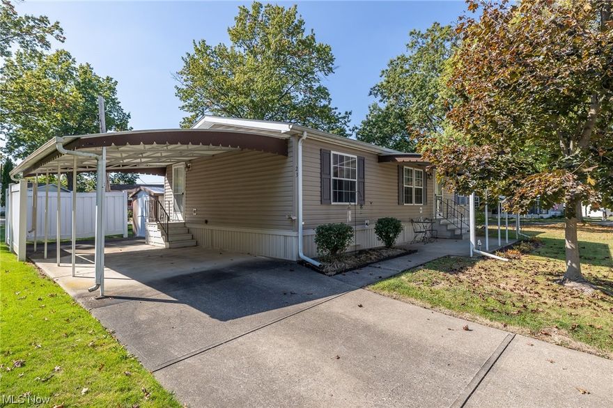 COLUMBIA PARK IS A 55 AND OLDER CONCEPT OF LIVING and is Ohio's Premiere Adult Land Lease Community! Amenities include: Gatehouse managed entrance! On site Shopping Plaza! On site Management! Walking Path/Dog Walking Path! Shuffleboard! Bocce Ball! Library! Crafts, and Social Hall!  WELCOME HOME to this adorable 1999 Skyline Manufactured Home measuring 44 x 24, (1056 sqft.)  This home features 2 Bedrooms, 2 Baths plus a den, Formal Living Room and an awesome Eat in Kitchen with a designated laundry room.  Bedrooms are on opposite ends of the home.  This home is located on a great street with a relaxing porch setting.  The furniture that is currently in the home stays with the house.  The heat source for this home is forced air gas.  This home is just patiently waiting for it's new owner......