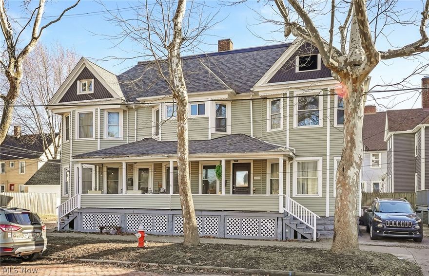 Welcoming 1301-1303 Castle Ave to market!. Large side by side in Cleveland's popular Tremont neighborhood! Both units identical in layout, feature over 1,500 sq ft of living space, 3 bedrooms ,one full bath, living room and formal dining room, natural hardwoods, decorative fire place, and unfinished walk up attics that could be finished into additional living space/bedrooms. Separate basement access with storage, laundry hook ups, and mechanical room. Loads of historical charm and architectural beauty throughout. New roof 2025. Vinyl sided exterior. Off street parking/driveway for one space. Building is currently tenant occupied with leases through May and June. Close proximity to all Tremont has to offer, restaurants, bars, Lincoln Park, Towpath, and much more. Easy access to multiple freeway access points, Downtown, and recreational. Schedule your private showing today!