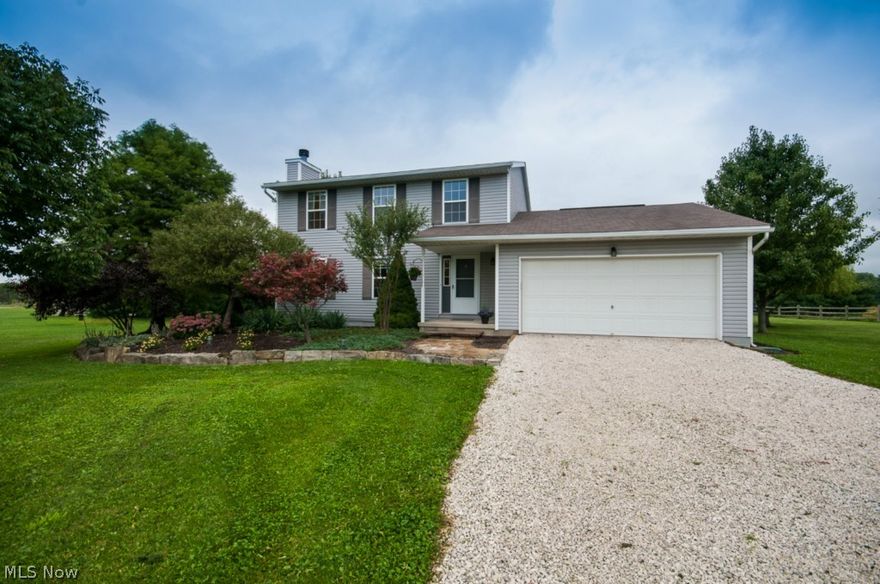 Fantastic opportunity to own a newer Colonial on 3.5 plus acres in Buckeye School District. 3 spacious bedrooms, 2.5 baths. First floor features a living room, formal dining room, eat-in kitchen, and first floor laundry. Plus an additional 800 sq ft of finished basement has a rec room with a bar and family room. Tons of storage space. Newer carpeting throughout. Enjoy the summer evening on the beautiful deck and all the green space. Outdoor storage building is great for storage. 1 Year America's Preferred Home Warranty Included at $390. Schedule your private showing today.