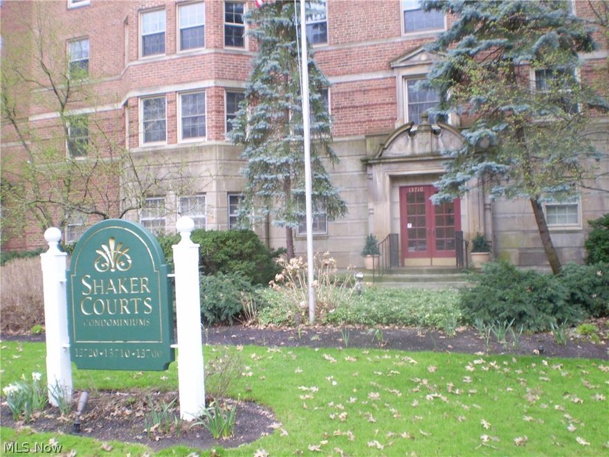 If you need space, you will find it here at this Shaker Courts Condo with bath and kitchen updates; Nice-sized bedrooms with walk-in closets and bathrooms; Lots of closets and built-ins; laundry hook-up in the condo; Garage Parking; Roof Deck with views of Downtown Cleveland and Surrounding building; walking distance to Shaker Square and Rapid!