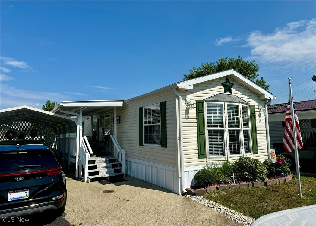 This is a lovely single-wide mobile home in a beautiful, well-maintained 55+ mobile home park. The home features 2 bedrooms, 1 bathroom, a storage shed, and a nice carport. This home is a must see with a nice sized eat-in kitchen with a butcher block island and all brand-new kitchen appliances included. There is plenty of storage in the nice sized closets and the main bedroom fits a king-sized bed very nicely! Also included are the brand-new washer/dryer set! Call for your viewing!