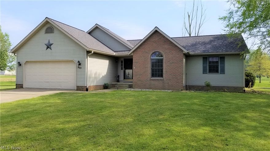 Fabulous home in the country!  This spacious ranch home features an open foyer to the great room with vaulted ceiling, and fireplace. The large kitchen flows into the dining area, where you have access to your deck (sunseeker retractable awning).  Enjoy eating, entertaining on the deck - or the perfect spot to watch the sunrise and sunset!  Nice master suite with master bath - natural lighting in the master bath provided by the skylight!  Two additional bedrooms on the first floor and another finished room in the basement that could be another bedroom or office area.  Convenient first floor laundry!  NEW roof (April 2019), furnace and central air - 2014, 200 am electric.  Storage shed for all those extras you have!  Come enjoy the peace and quiet of country living!
