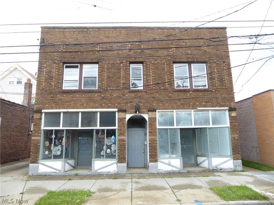 Great opportunity to pick up where this rehab left off and take it to the finish line. Some work has been completed on this masonry mixed use building with 2 storefront spaces each with its own restroom and 6 one bedroom apartments which are in various states of renovation or disrepair.  The first order of business here will be a new roof, but basement and foundation appear to be in good shape. Steps to the Waterloo Arts District and Euclid Beach.  Easy access to downtown and the I 271 corridor via I-90.  Bring this building back to life and start earning income.