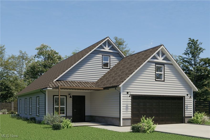 New construction ranch TO BE BUILT with 15-year tax abatement and possible ZERO down payment for those who qualify!! 1-floor living, modern, open floor plan with spacious living room, open to the kitchen which will include lots of cabinets, granite counters, bar seating area, huge pantry, luxury vinyl plank flooring, and stainless appliances. 3 large bedrooms on the first floor, including a primary with en-suite bath and walk-in closet. Other features include: 1st floor laundry, concrete patio, cozy front porch, attached 2-car garage, high efficiency and zoned HVAC. Cutting edge concrete construction (CIPs) which is environmentally-friendly, energy efficient, and unaffected by lumber tariffs! Renderings are approximations of finished product plus photos of similar projects by this builder. This ranch is also available in Maple Heights with a 15-year tax abatement (or on YOUR lot!). Optional finished 2nd floor loft area (approx 400 sq ft) for a 4th bedroom, office, or additional living area. Option to add a storage shed. Base house is a ranch, approximately 1320 sq ft, with an option to add the 2nd floor loft, roughly 400 sq ft more for about $30k (as shown in the renderings). Without the finished loft, the attic will still be built with attic trusses and pull-down stairs, great for storage or future expansion. 1 year builder warranty. Ask about our other available lots! Add a 12x8' storage shed for only $4950. To be built homes will vary from the pictures shown. Basement may be added at additional cost.