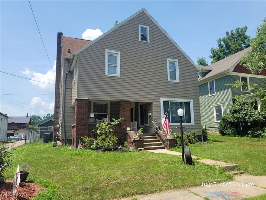 Check out this 4 bedroom, 1.5 bath home with 1748 sq ft.  Updates since owner purchased this home are: new main roof shingles, new chimney liner, new vinyl siding, new windows, new furnace, new central air. Nice sized nook off the living room that would be great for an office, reading nook, play area.  10 x 16 covered front porch. Off street parking in back, driveway and detached 24 x 20 garage with new garage door and opener.  On street parking out front is also available.