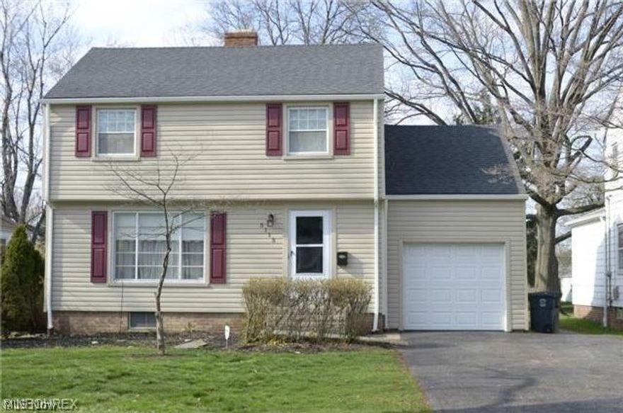 Great Colonial looking for a wonderful family to make it their home.   Beautiful 4 bedroom one and half bath Lyndhurst colonial conveniently located one block from Memorial Jr High. The first floor has a large family room, dining room, living room, half bath and the kitchen has an extra eating area.   The upstairs has an large  bedroom over the attached 1 car garage 1 full bath and your traditional 3 other bedrooms with beautiful hard wood floors that complement this lovely home. 
It even has a semi finished basement with a brick fireplace. There is a large back yard great for family bbq's and other entertaining.   In addition,  the owners recently did some updates:  2009 updated electrical and some plumbing;2010 front porch:2012 furnace/ac;2013 siding;2014 kitchen, windows, front door;2015 bathroom; and 2016 roof family room.   Drive by this lovely home and scheduled appointment !!