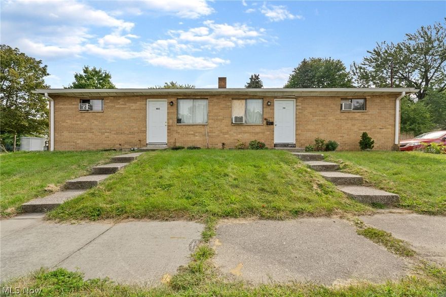 Brick Ranch Duplex just hit the market in Akron! 2 units with 2 Bedrooms and 1 Bath each. Separate gas and electric meters, both gas and electric are paid by tenants. Water/sewer bill paid by owner. Water/sewer bill averages ~$150. Full basement, Fully Occupied with long-term tenants. Roof replaced 2014, some gutters replaced 2017. 

Open House will be hosted at Unit 399 on 9/21/2021 from 4pm-6pm. Unit 403 can be shown after an offer has been accepted.