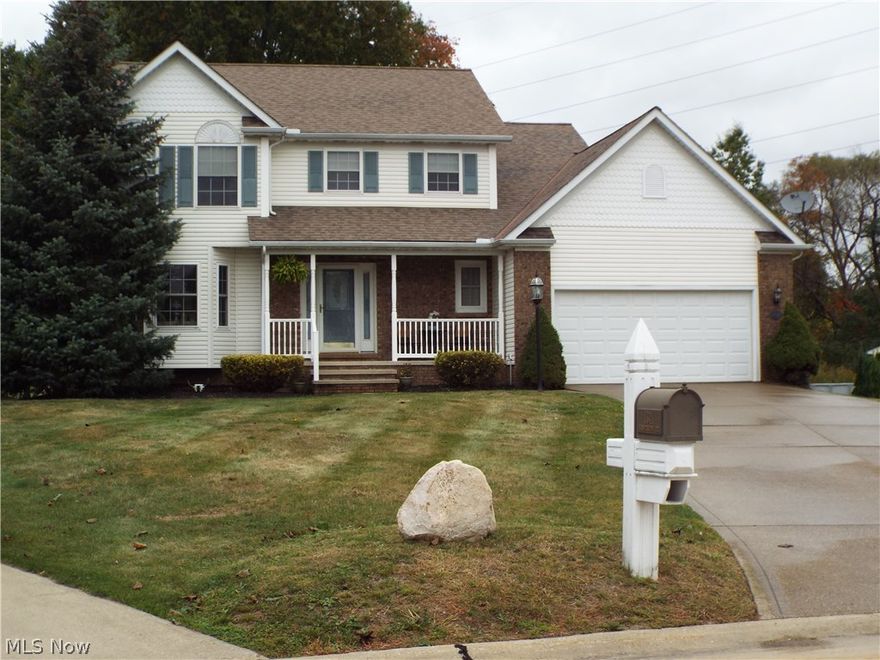 Immaculately maintained 4 bedroom, three and a half bath home in a great cul-de-sac location. The open floor plan of the great room and kitchen, combined with the privacy of the living room and dining room provides the best of both worlds. The great room has a beautiful stone fireplace and hearth, and the abundance of windows floods the room with light. The kitchen has a great island work center and the patio doors lead to the huge raised deck overlooking the treed back yard.  The matching stainless steel appliances are less than 2 years old. All four bedrooms are located on the second floor...a rare find in modern floor plans. The large master suite has a walk in closet and a master bath that includes a dual vanity, soaking tub and separate shower. The full basement is approximately 70% finished with high quality materials. There is a third full bath on this level. The amount of storage in this space will amaze and delight you. The semi-private back yard features a deck large enough t