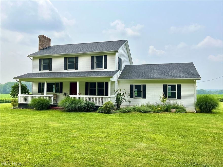 Serene, peaceful setting for this 4 bedroom, 2 full bath colonial on 3 acres.  Wooded area in front provides privacy while you are enjoying coffee on your front porch.  Beautiful sunsets await you from your back porch. This home is solid. Built with 2 x 6's and well insulated. Complete tear off and new roof in 2021. Red Oak kitchen cabinets.  Plenty of space for your clothes in the large walk in closet off of the master bedroom.  The rest of the bedrooms have large closets as well. Full partially finished basement has a wood burner that vents right up to the living room.  You are in the country, but, only 5 minutes to shopping and school. Only 3 minutes away from golf course and only 7 minutes to Pymatuning State Park.  Schedule your showing and check this place out.